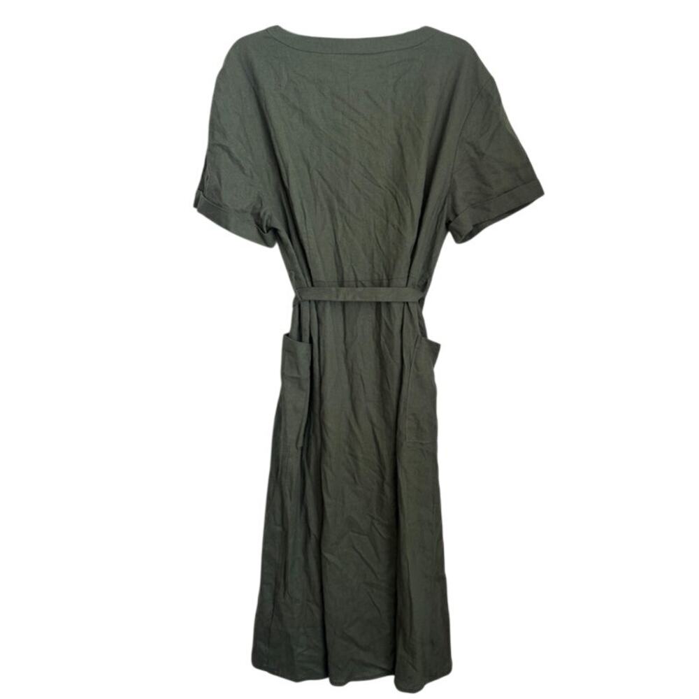 Nwt Mountain Warehouse Womens Green Linen Button Down Dress Size 14 — image 2 of 4